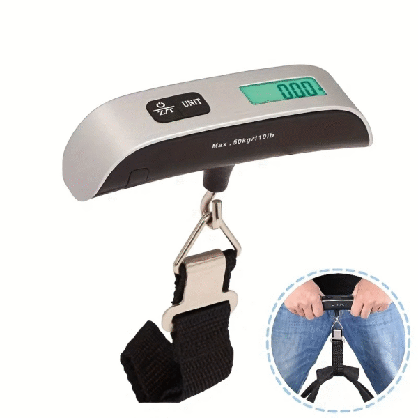 1pc 110lb/50kg Digital Handheld Luggage Hanging Baggage Scale, hand Scale, for automotive detailing tools, Mini Portable Electronic Scale, Express Scale With Backlight LCD Display, Travel Must Haves
